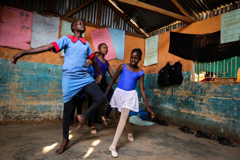 Young dancers rehearsing at the Arts Centre.